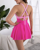 Ocevara - V-Neck Cutout One-Piece Swimdress with Tummy Control