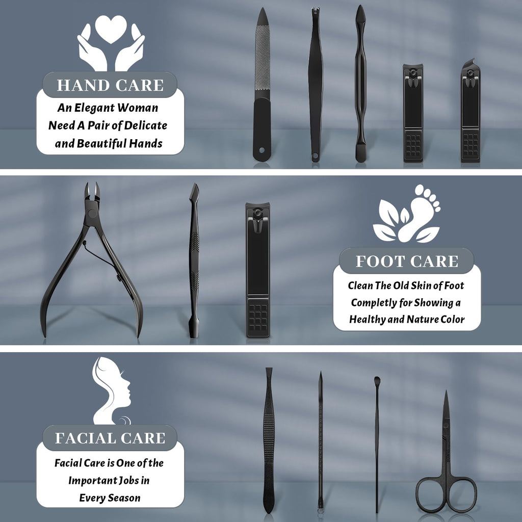 Manicure Pedicure Set, 12 Pcs Nail Care Kit for Women, Mens Nail Grooming Kit, Manicure & Pedicure Tools & Accessories, Pink Nail Kit Manicure Set Luxury Leather Case for Home Salon Use