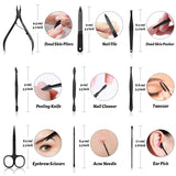 Manicure Pedicure Set, 12 Pcs Nail Care Kit for Women, Mens Nail Grooming Kit, Manicure & Pedicure Tools & Accessories, Pink Nail Kit Manicure Set Luxury Leather Case for Home Salon Use