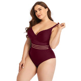 Maroon Sweetheart Neckline Hollow One-Piece Swimsuit