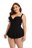 Black Sweetheart Neckline Underwire Skirt One-Piece Swimsuit