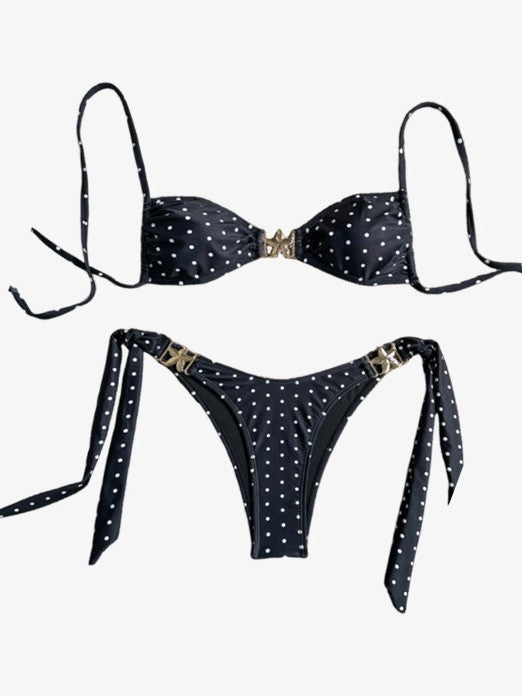Polka-Dot Halter Tie Bikini Set - main-05